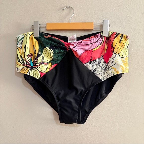 Vintage Y2K Dead Stock Floral High-Waisted Twist Front Bikini Bottoms NWT - Picture 1 of 7
